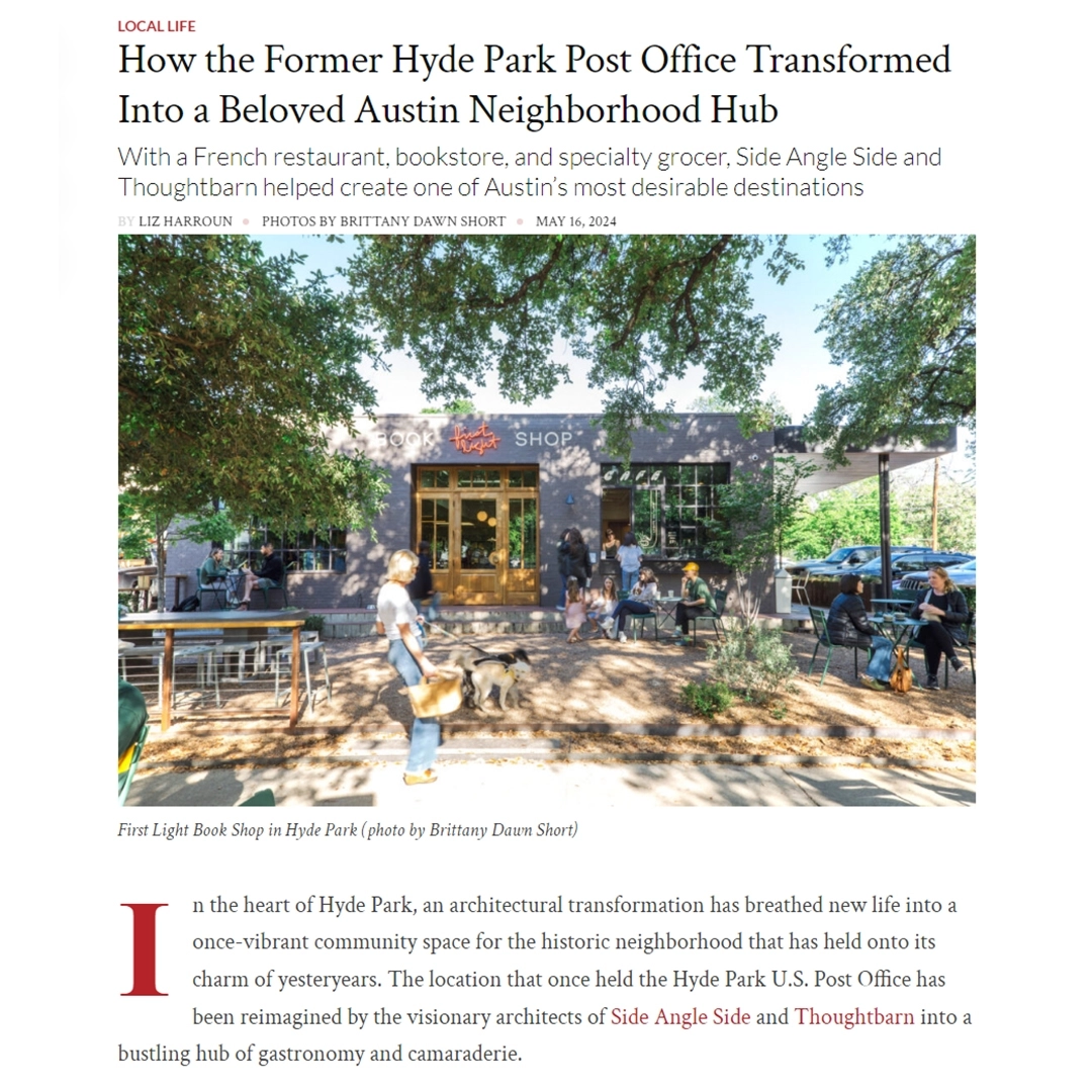 TRIBEZA / "How the Former Hyde Park Post Office Transformed Into a Beloved Austin Neighborhood Hub"